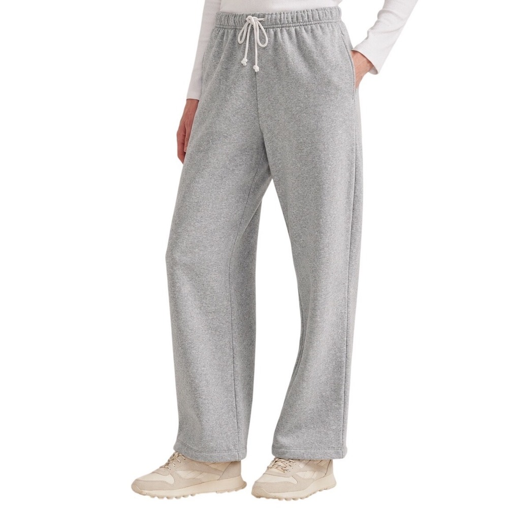 Eddie Bauer Womens 3X Gray Wide Leg Fleece Sweatpants Drawstring Plus‎ Size NEW